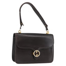 GUCCI Shoulder Bag Leather Brown Gold Auth 173328-1