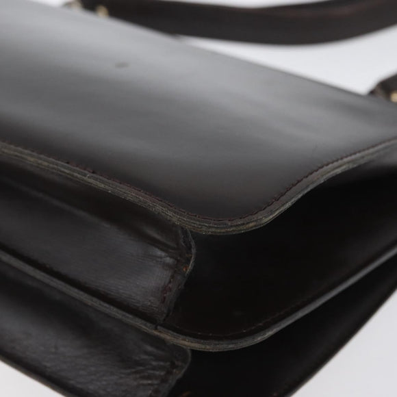 GUCCI Shoulder Bag Leather Brown Gold Auth 173328