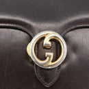 GUCCI Shoulder Bag Leather Brown Gold Auth 173328-14