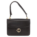 GUCCI Shoulder Bag Leather Brown Gold Auth 173328-2
