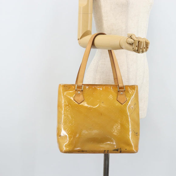 LOUIS VUITTON Monogram Vernis Houston Handtas Beige M91004 LV Auth 173330