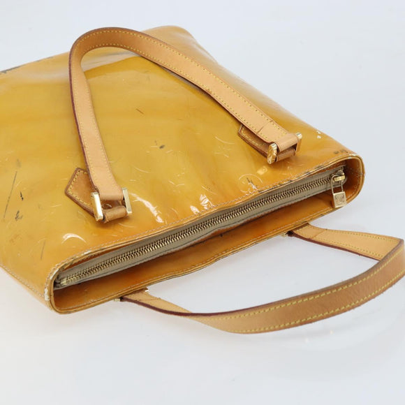 LOUIS VUITTON Monogram Vernis Houston Handtas Beige M91004 LV Auth 173330
