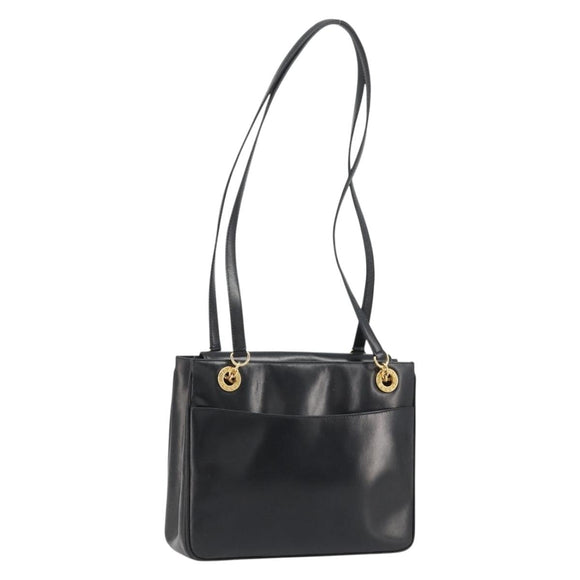 GUCCI Shoulder Bag Leather Black Gold 001 46 1641 Auth 173331