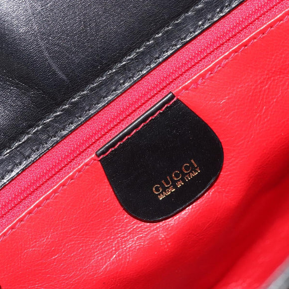 GUCCI Shoulder Bag Leather Black Gold 001 46 1641 Auth 173331