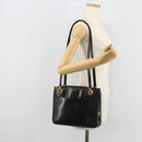 GUCCI Shoulder Bag Leather Black Gold 001 46 1641 Auth 173331-23