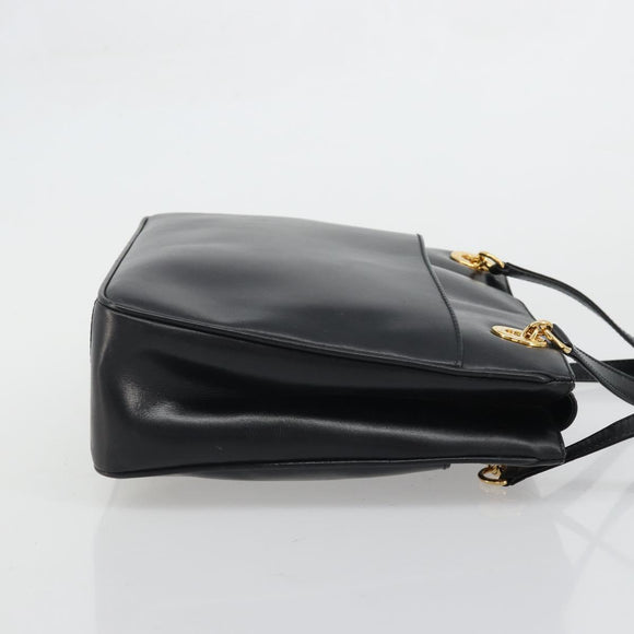 GUCCI Shoulder Bag Leather Black Gold 001 46 1641 Auth 173331