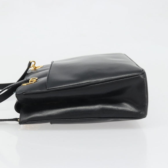 GUCCI Shoulder Bag Leather Black Gold 001 46 1641 Auth 173331