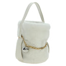 PRADA Hand Bag Fur White Gold Auth 173332SM-1