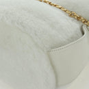 PRADA Hand Bag Fur White Gold Auth 173332SM-15