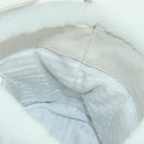 PRADA Hand Bag Fur White Gold Auth 173332SM-21