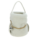 PRADA Hand Bag Fur White Gold Auth 173332SM-13
