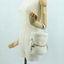 PRADA Hand Bag Fur White Gold Auth 173332SM-22