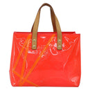 LOUIS VUITTON Monogram Vernis Fluo Reade PM Bag Pink Orange M91903 Auth 173366A-2