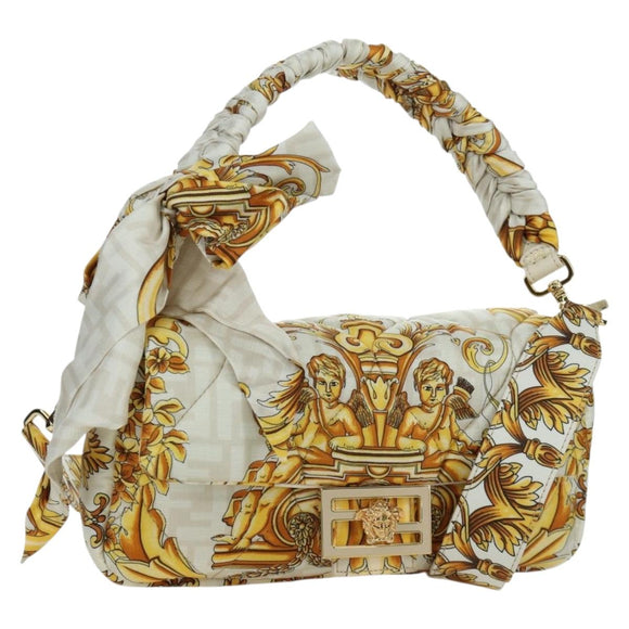 FENDI Zucca Canvas Fenderche VERSACE Mamma Baguette Bag White Auth 173367SAM