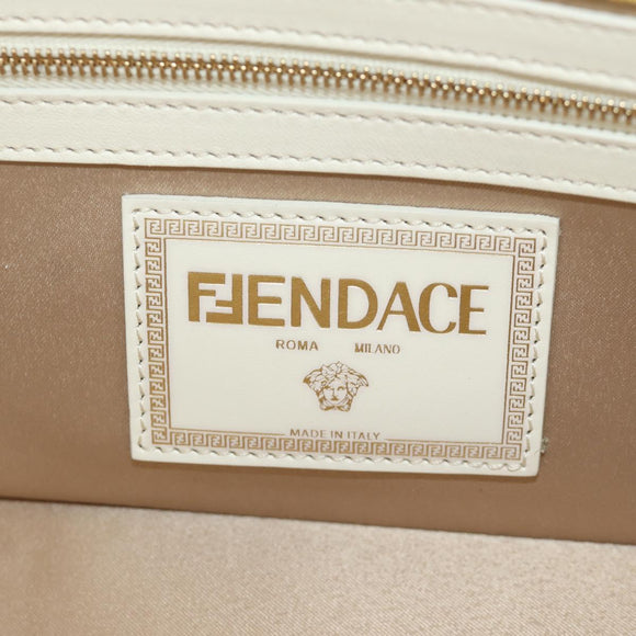 FENDI Zucca Canvas Fenderche VERSACE Mamma Baguette Bag White Auth 173367SAM