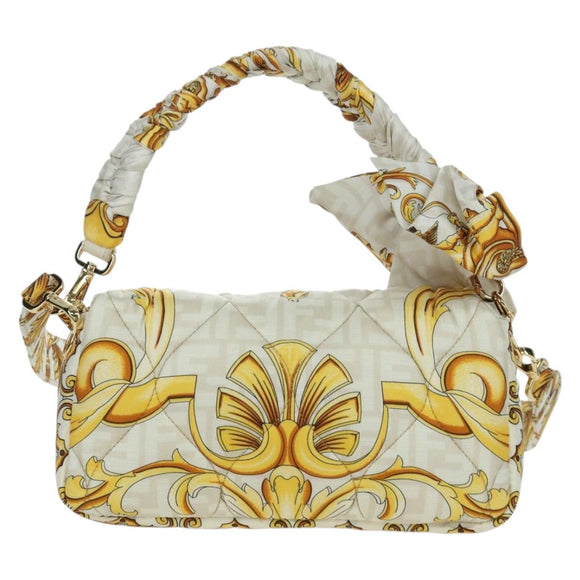 FENDI Zucca Canvas Fenderche VERSACE Mamma Baguette Bag White Auth 173367SAM