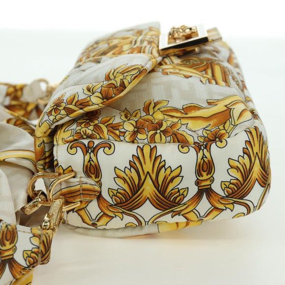 FENDI Zucca Canvas Fenderche VERSACE Mamma Baguette Bag White Auth 173367SAM