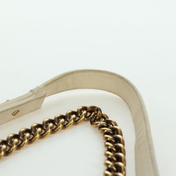 CHANEL Boy Chanel 28 Cuba Chain Sequin Bag Leather Gold CC Auth 173370SAM