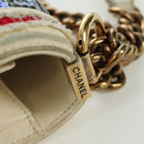 CHANEL Boy Chanel 28 Cuba Chain Sequin Bag Leather Gold CC Auth 173370SAM-22