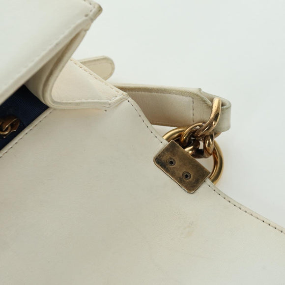 CHANEL Boy Chanel 28 Cuba Chain Sequin Bag Leather Gold CC Auth 173370SAM