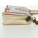 CHANEL Boy Chanel 28 Cuba Chain Sequin Bag Leather Gold CC Auth 173370SAM-4