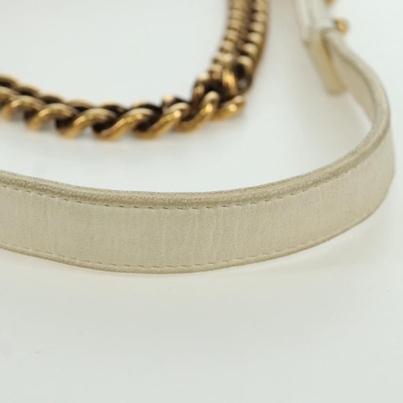CHANEL Boy Chanel 28 Cuba Chain Sequin Bag Leather Gold CC Auth 173370SAM