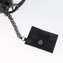 Salvatore Ferragamo Gancini Shoulder Bag Leather Black Silver Auth 173384-15