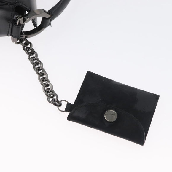 Salvatore Ferragamo Gancini Shoulder Bag Leather Black Silver Auth 173384