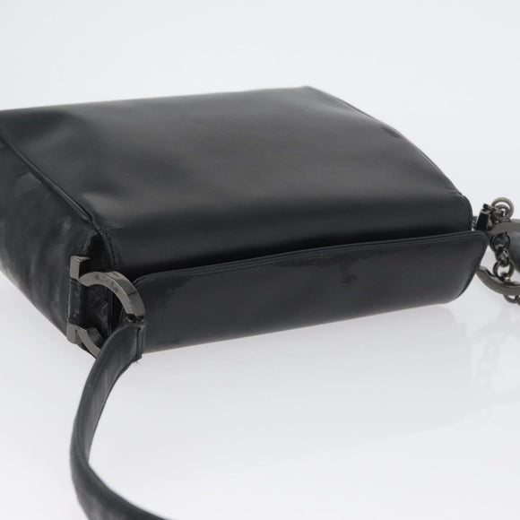 Salvatore Ferragamo Gancini Shoulder Bag Leather Black Silver Auth 173384