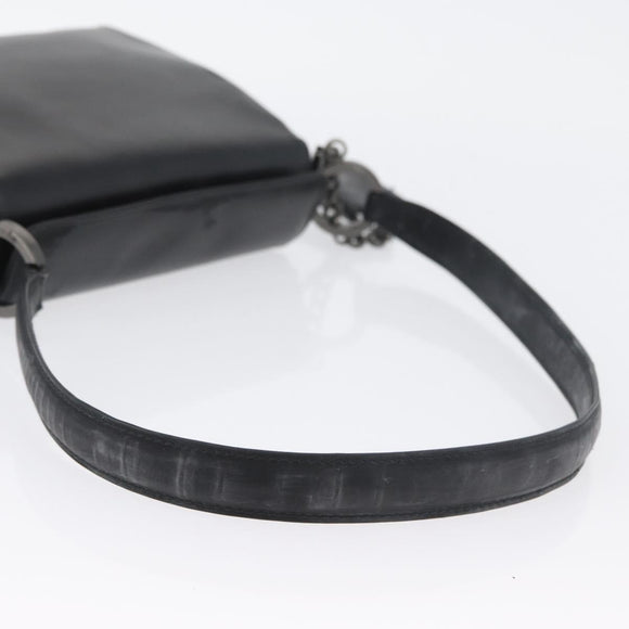 Salvatore Ferragamo Gancini Shoulder Bag Leather Black Silver Auth 173384