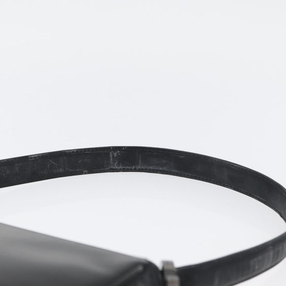 Salvatore Ferragamo Gancini Shoulder Bag Leather Black Silver Auth 173384