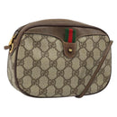 GUCCI GG Supreme Web Sherry Line Bag PVC Beige 007 58 6112 4002 Auth 173387-1
