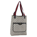 GUCCI GG Supreme Sherry Line Tote Bag PVC Navy Gold Red 39 02 003 Auth 173389-1