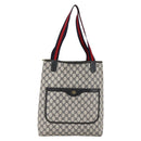 GUCCI GG Supreme Sherry Line Tote Bag PVC Navy Gold Red 39 02 003 Auth 173389-2