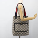 GUCCI GG Supreme Sherry Line Tote Bag PVC Navy Gold Red 39 02 003 Auth 173389-21