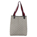 GUCCI GG Supreme Sherry Line Tote Bag PVC Navy Gold Red 39 02 003 Auth 173389-3