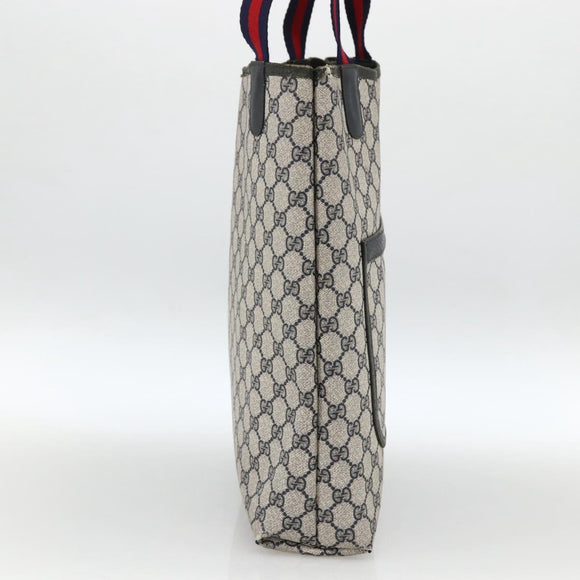 GUCCI GG Supreme Sherry Line Tote Bag PVC Navy Gold Red 39 02 003 Auth 173389