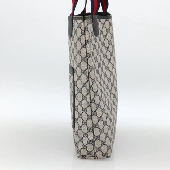 GUCCI GG Supreme Sherry Line Tote Bag PVC Navy Gold Red 39 02 003 Auth 173389