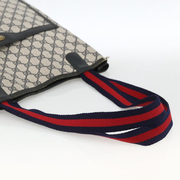 GUCCI GG Supreme Sherry Line Tote Bag PVC Navy Gold Red 39 02 003 Auth 173389