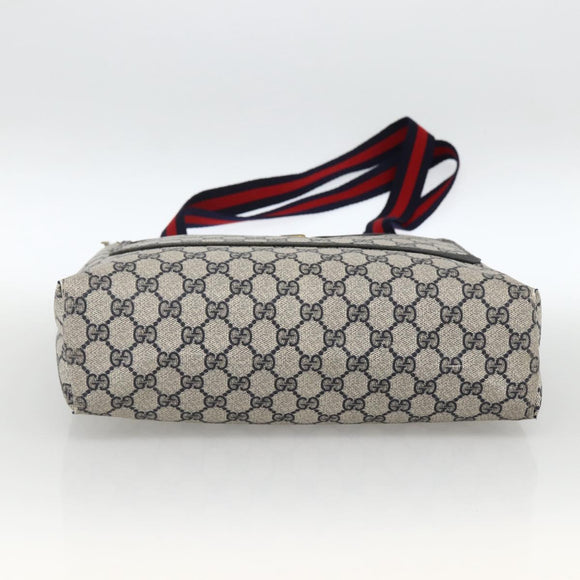 GUCCI GG Supreme Sherry Line Tote Bag PVC Navy Gold Red 39 02 003 Auth 173389