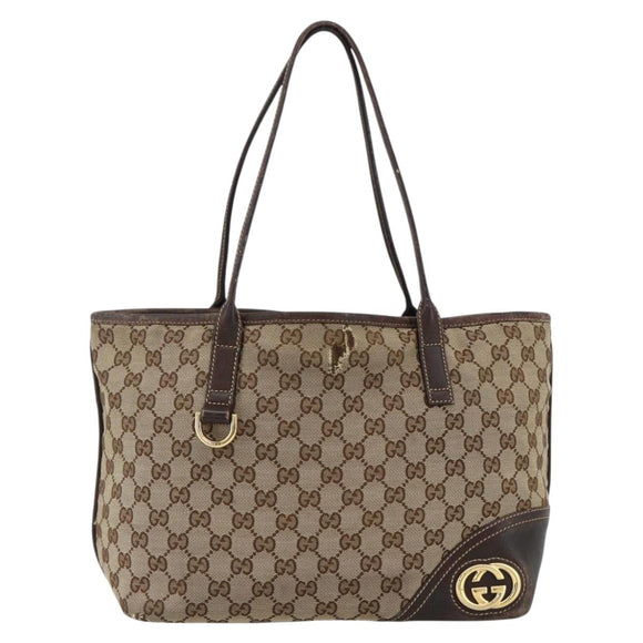 GUCCI GG Canvas Abbey Tote Bag Beige Gold 169946 Auth 173390
