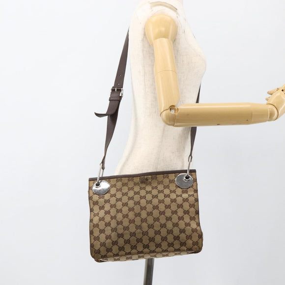 GUCCI GG Canvas Umhängetasche Beige Silber 120841 Original 173391