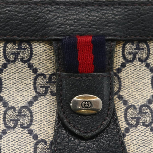 GUCCI GG Supreme Sherry Line Clutch Bag PVC Navy Red 89 01 032 Auth 173392