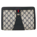 GUCCI GG Supreme Sherry Line Clutch Bag PVC Navy Red 89 01 032 Auth 173392-2
