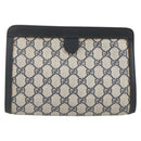 GUCCI GG Supreme Sherry Line Clutch Bag PVC Navy Red 89 01 032 Auth 173392-3