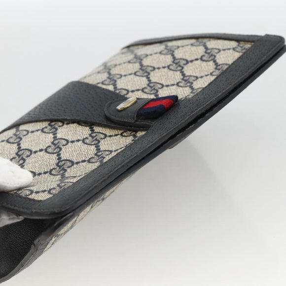GUCCI GG Supreme Sherry Line Clutch Bag PVC Navy Red 89 01 032 Auth 173392