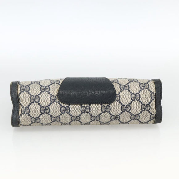 GUCCI GG Supreme Sherry Line Clutch Bag PVC Navy Red 89 01 032 Auth 173392