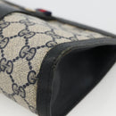GUCCI GG Supreme Sherry Line Clutch Bag PVC Navy Red 89 01 032 Auth 173392-8