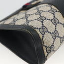 GUCCI GG Supreme Sherry Line Clutch Bag PVC Navy Red 89 01 032 Auth 173392-9