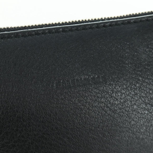 BALENCIAGA Clutch Bag Leather Black Silver Auth 173393A